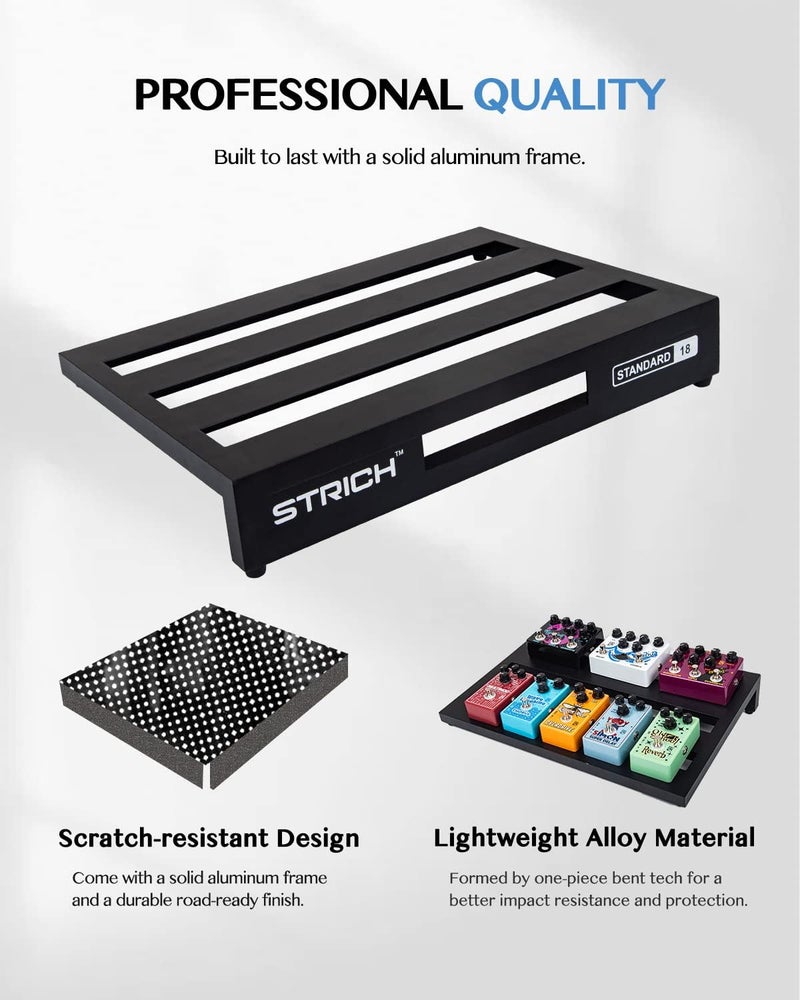 STRICH Guitar Pedal Board Aluminum Alloy 1.98lb Super Light Effect Pedalboard 18'' x 12.5'' with Carry Bag, STANDARD 18 (Angled) - Image 3